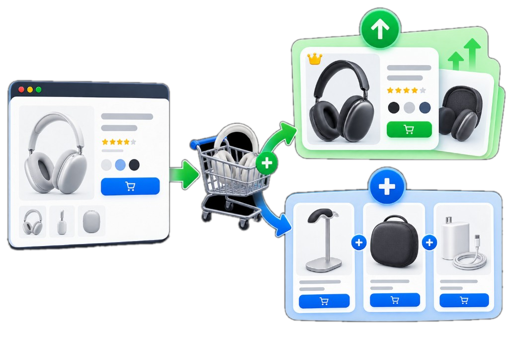 Sepete eklenen üründen sonra önerilen upsell ve cross-sell ürünleri